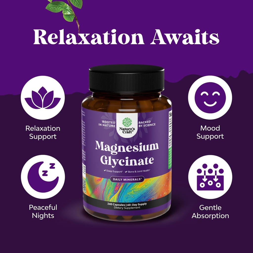 Bundle of Pure Magnesium Glycinate 400mg Per Serving for Mood Sleep and Relaxation 240ct and Turmeric Gummies for Adults Peach Flavor - Extra Strength Joint Support Gummies 5