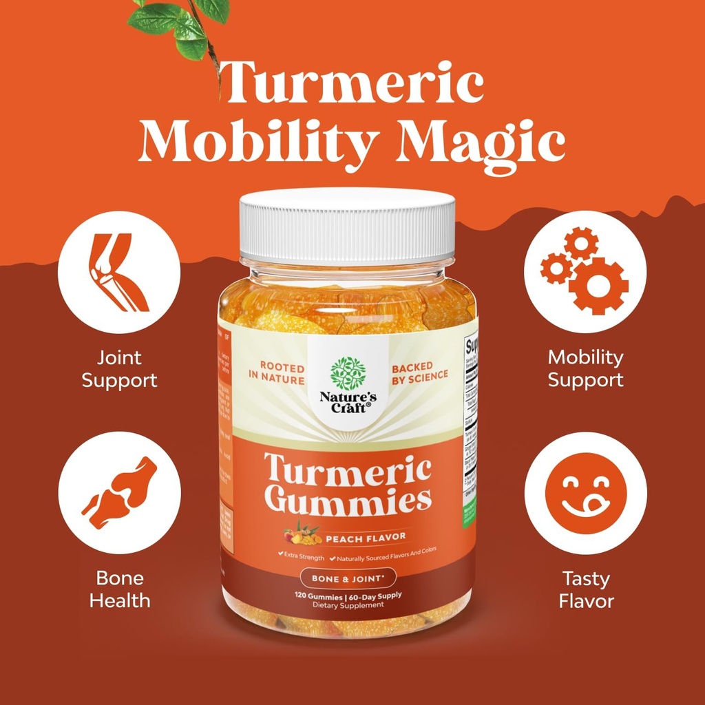 Bundle of Pure Magnesium Glycinate 400mg Per Serving for Mood Sleep and Relaxation 240ct and Turmeric Gummies for Adults Peach Flavor - Extra Strength Joint Support Gummies 6