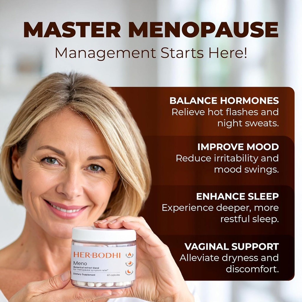 Meno- Menopause Hormonal Balance for Women, Estrogen Soy Isoflavones Menopause Supplement for Women, Ashwagandha, Black Cohosh Hot Flashes Menopause Relief, Night Sweats Relief 240Caps 3