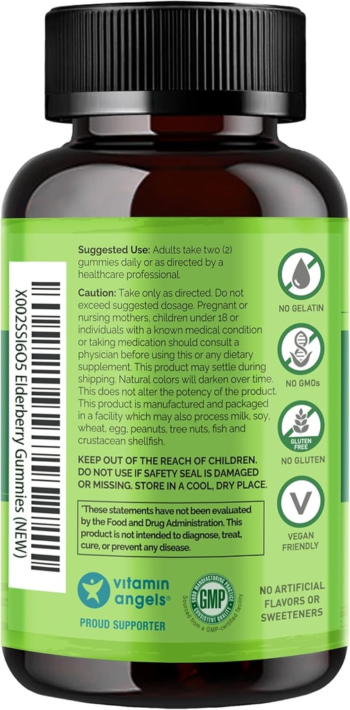 NATURELO Elderberry Gummies Immune Support with Sambucus Elderberry + Vitamin C + Zinc Certified Organic, 60ct 3