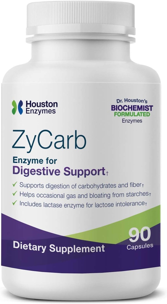 Houston Enzymes ZyCarb – 120 Capsules | Professionally Formulated to Support Digestion of Starches, Carbohydrates & Sugars | Enhanced with Lactase Enzyme for Lactose Intolerance 2