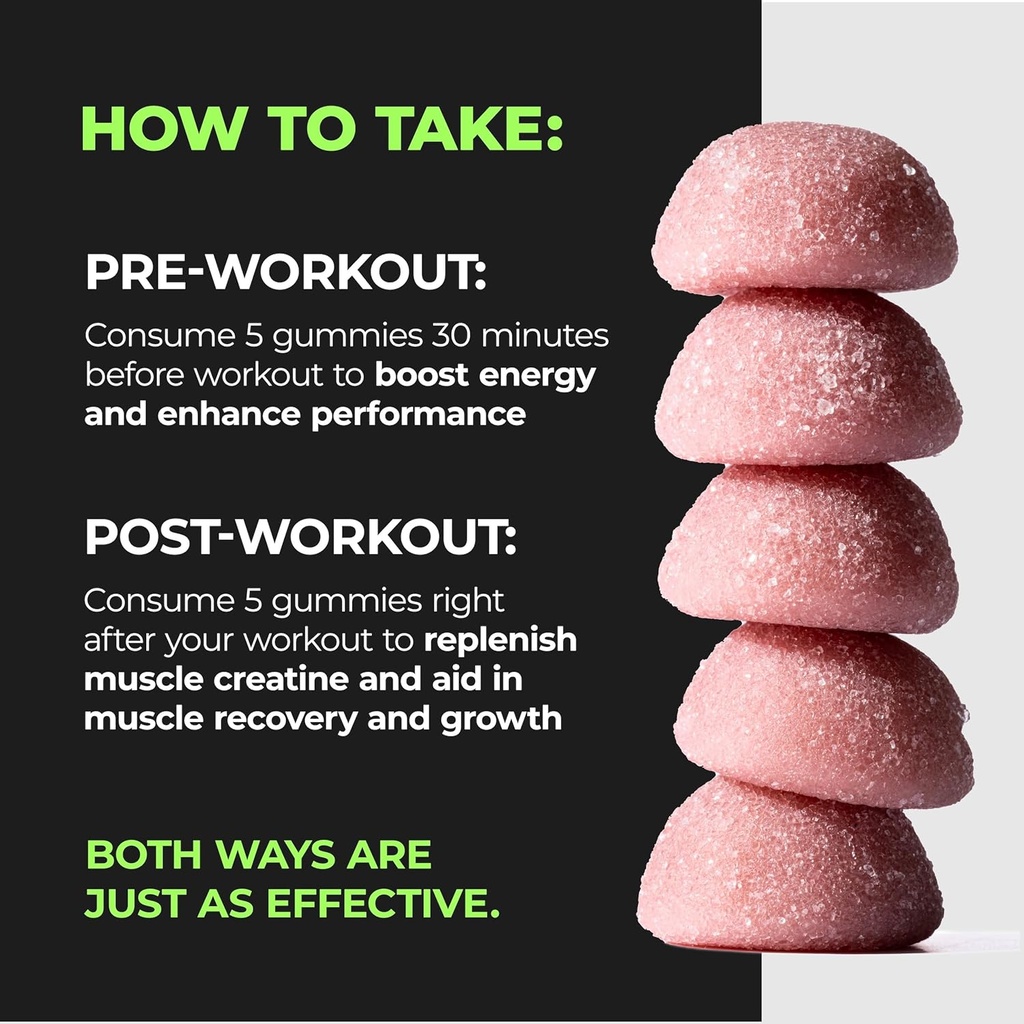 PurePremium Creatine Supplements for Men/Women - Non-GMO Creatine Monohydrate Gummies 5g for Strength, Endurance Support, Muscle Recovery - 120 Gummies 6