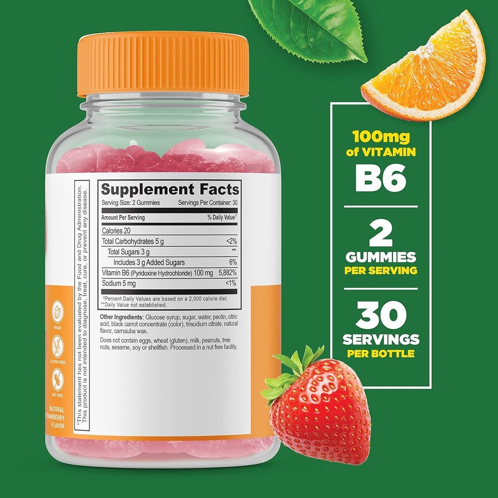 Lifeable Vitamin B6 + Glucose, Gummies Bundle - Great Tasting, Vitamin Supplement, Gluten Free, GMO Free, Chewable 3
