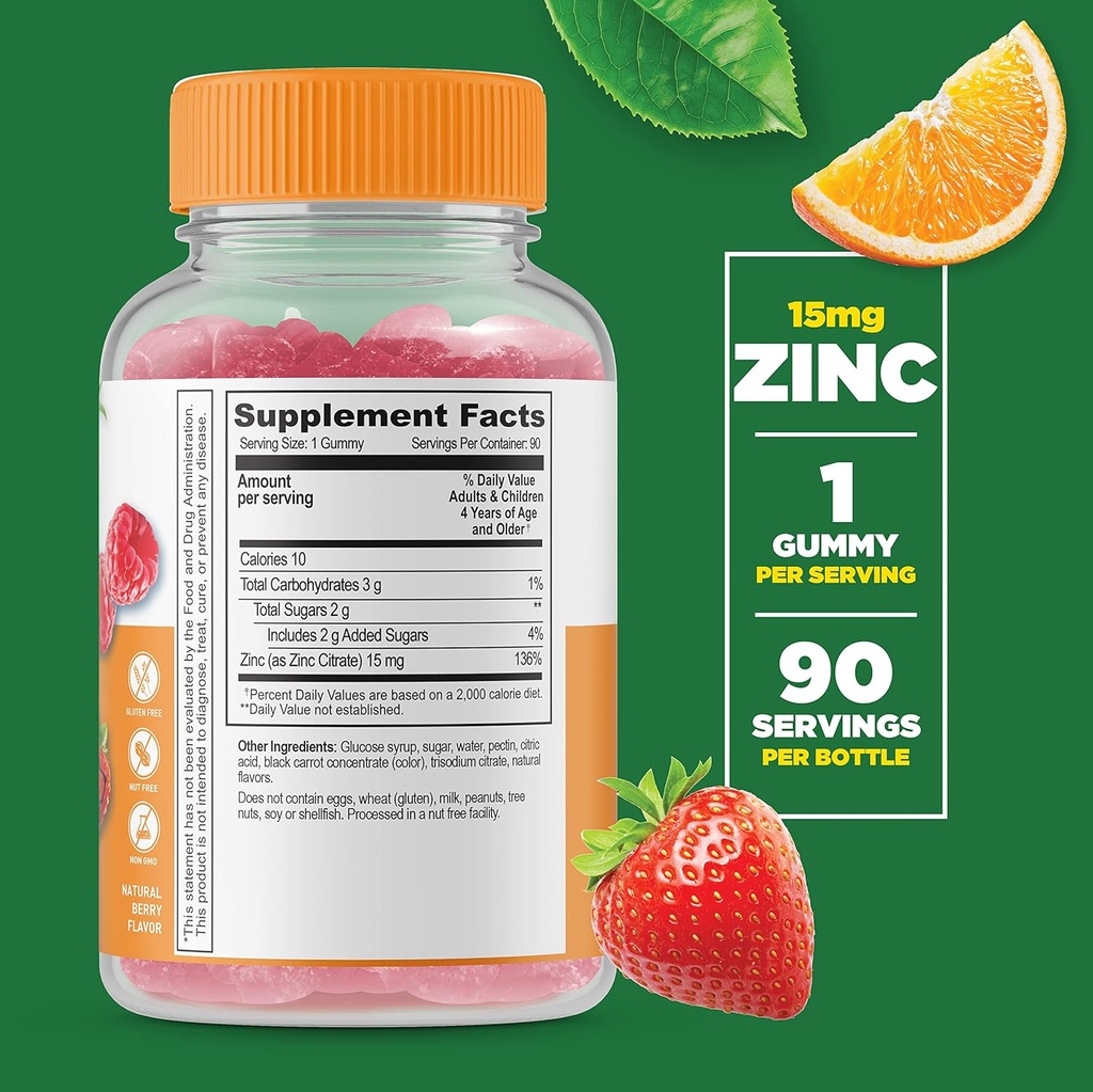 Lifeable Zinc Kids + Vitamin C Kids, Gummies Bundle - Great Tasting, Vitamin Supplement, Gluten Free, GMO Free, Chewable Gummy 3
