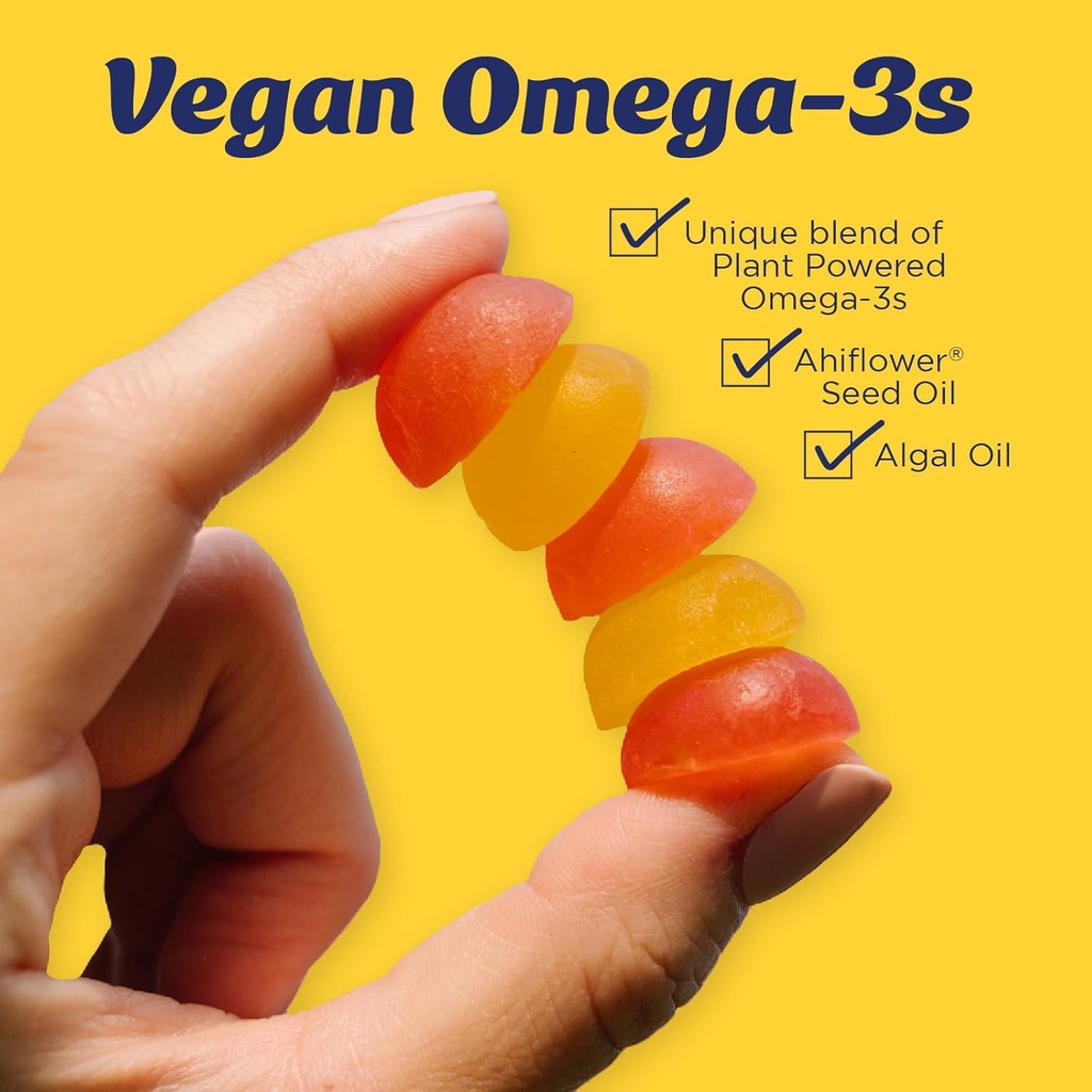 Wiley'S Finest Vegan Omega-3 Gummies - Natural Sugar - Vegetarian Dha, Ala & Sda - Gluten Free - Lemon Flavor, 60 Gummies 6
