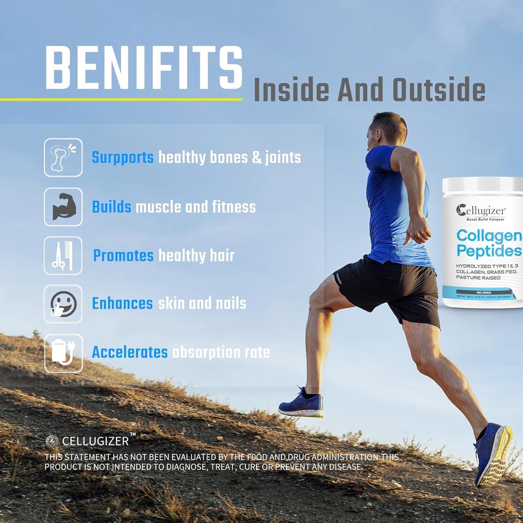 Collagen Peptides - Hydrolyzed Type 1 & 3 Collagen Powder Protein Supplement | Grass Fed, Unflavored | 35 Servings 6