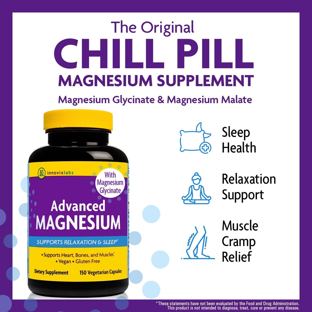 Magnesium & Curcumin Bundle: InnovixLabs Advanced Magnesium (150 Time-Release Capsules) InnovixLabs Turmeric Curcumin (100 Time-Release Tablets). Promotes Relaxation, Bones, Muscle and Immune Health.* 5
