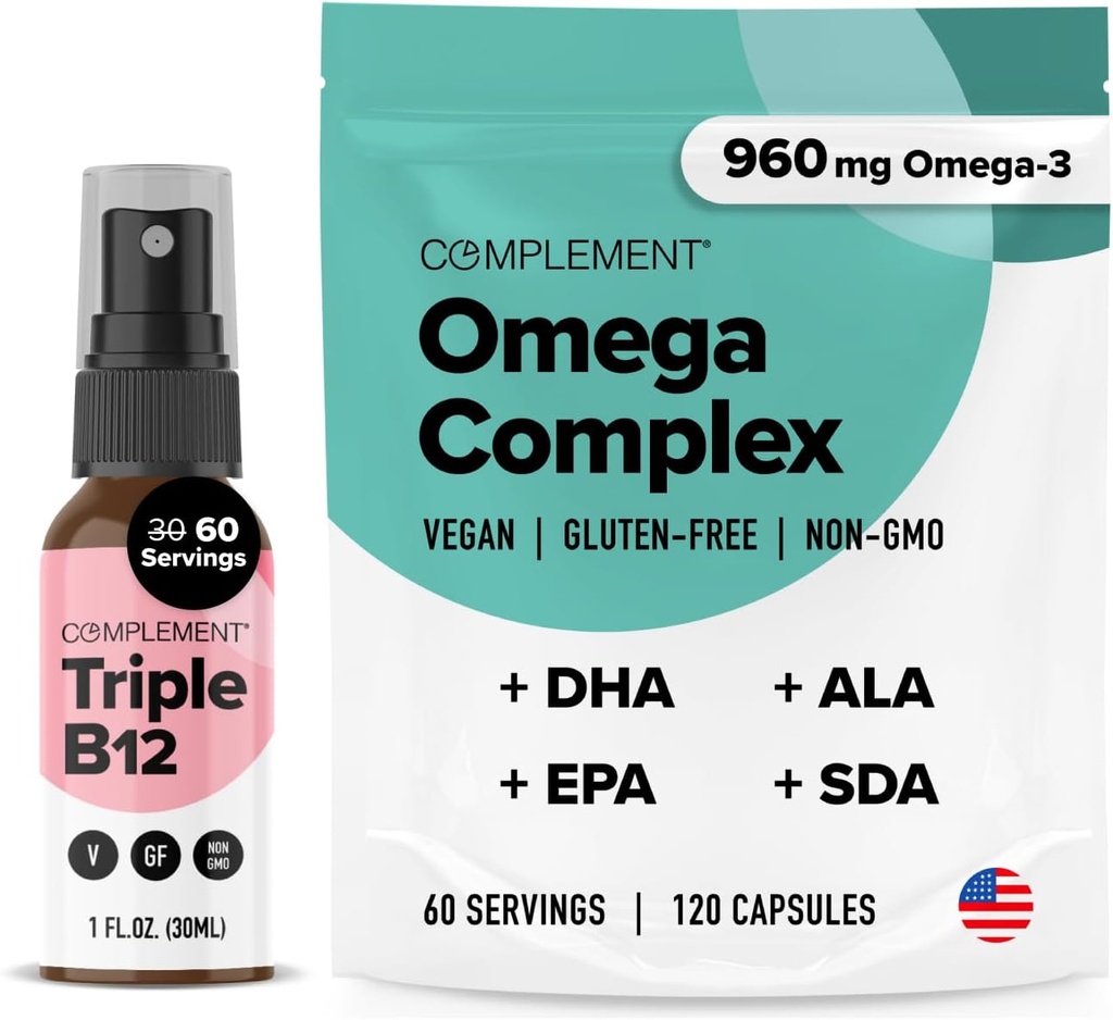 Complement Omega Complex & Triple B12 Spray Bundle – Complete Vegan Omega-3 and B12 Supplementation for Enhanced Energy and Wellness 2