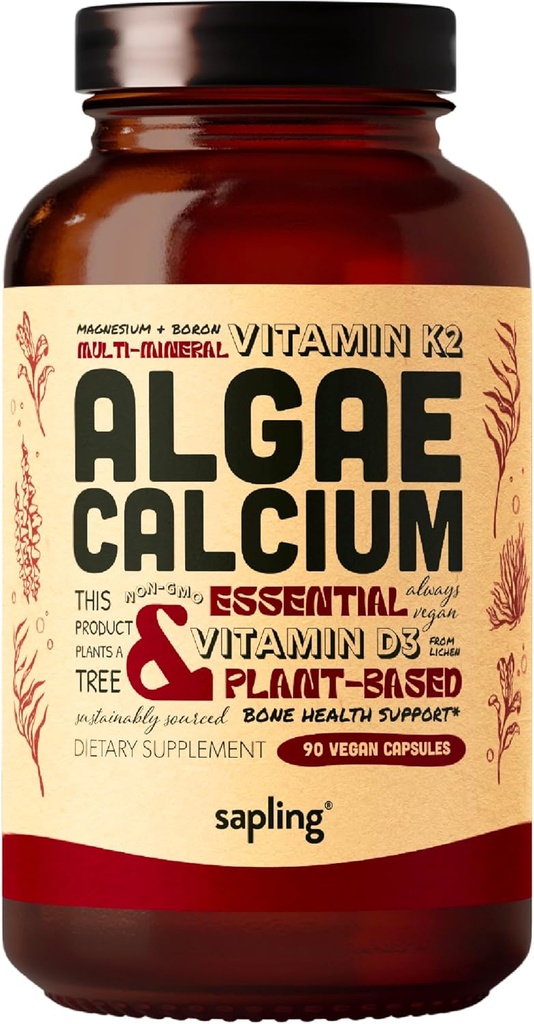 Algae Calcium & Vegan Omega 3 & Vitamin B Complex Bundle - Calcium Supplement from Red Algae, Plant Based DHA & EPA Fatty Acids, Essential B Vitamins 3