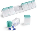 Weekly Pill Organizer Magnetic, Removable Pill Box 7 Day 1 Time a Day, Large Pill Case Travel, Week Once Daily Medication Dispenser, Medicine Container Holder for Supplement Vitamin, Cyan 2