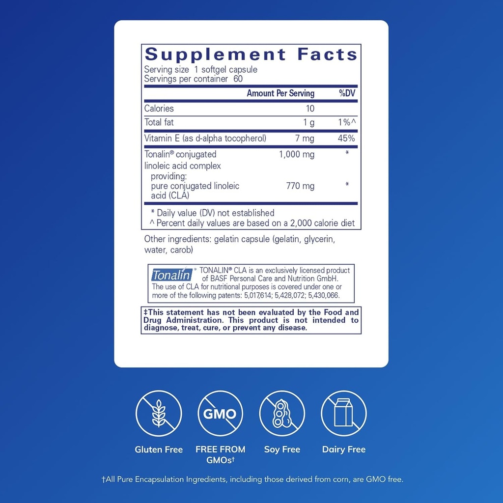 Pure Encapsulations CLA (Conjugated Linoleic Acid) 1,000 mg | Promotes Healthy Body Composition with Exercise* | 60 Softgel Capsules 3