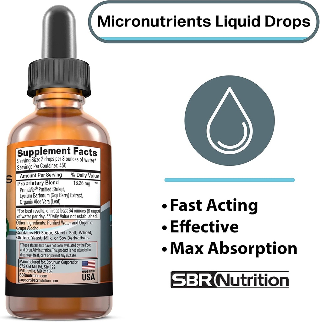 Micronutrients Liquid Drops | PrimaVie Shilajit, Electrolyte Concentrate, Trace Elements | Fulvic & Humic Acid | For Energy, Keto, Vegan, Paleo, Leg Cramp | Magnesium Sodium Potassium Zinc 3