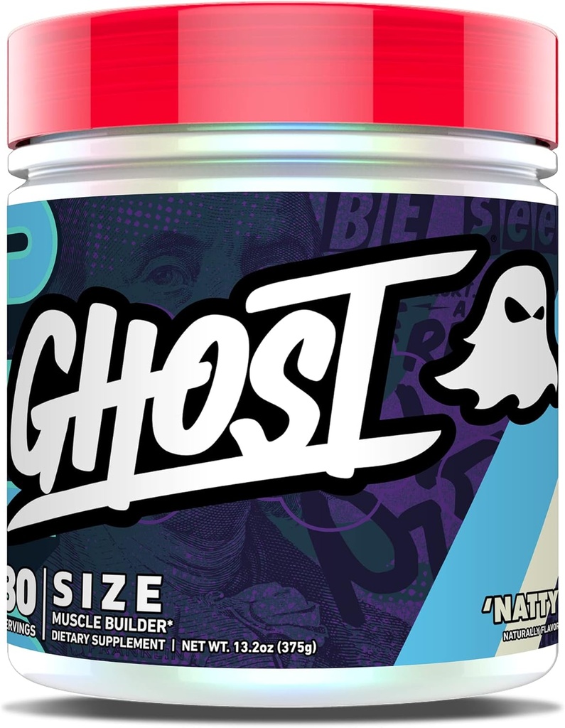 GHOST Size Muscle Builder Dietary Supplement - Natty, 30 Servings - Muscle Growth and Strength Building Supplements for Men & Women - Creatine, Betaine & Beta-Alanine - Free of Sugar & Gluten, Vegan 2