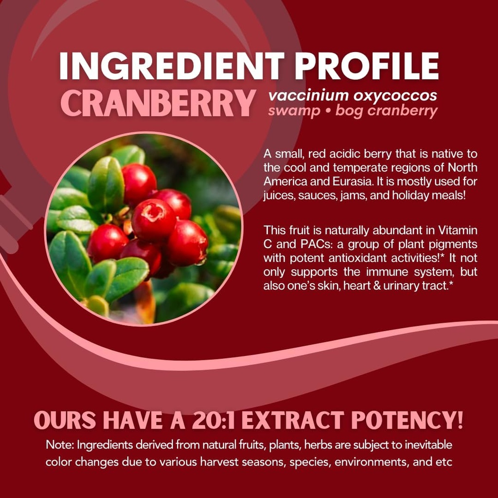 Cranberry Extract Pills Supplement 25% Proanthocyanidins with Vitamin C - Urinary Tract, Skin, Immune Support - 180 Veggie Capsules - Non-GMO, Gluten-Free, Vegan Friendly 5