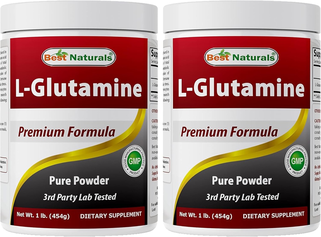 Best Naturals L-Glutamine Pure Powder 1 LB (1 LB (Pack of 2)) 2