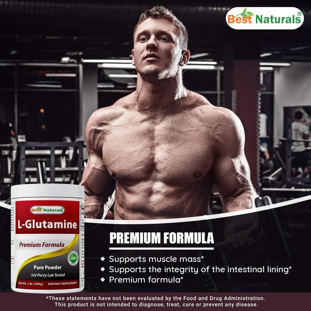 Best Naturals L-Glutamine Pure Powder 1 LB (1 LB (Pack of 2)) 6