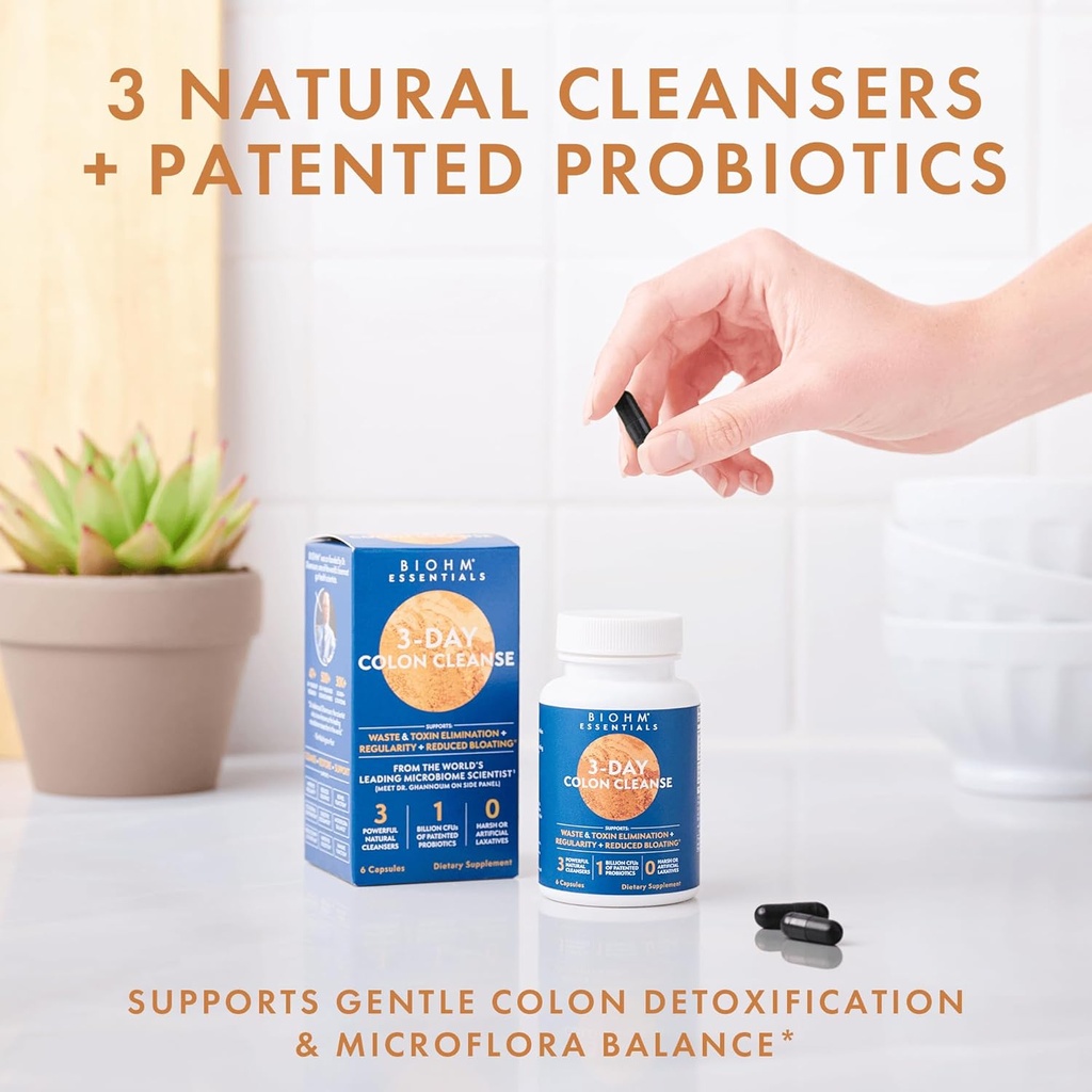 BIOHM 3 Day Colon Cleanse Detox with Probiotics & Herbal Extracts (6 Capsules, 3 Servings) Supports Constipation, Bloating Relief & Immune Health, Gut Cleanse for Men and Women, Non-GMO & Gluten-Free 6