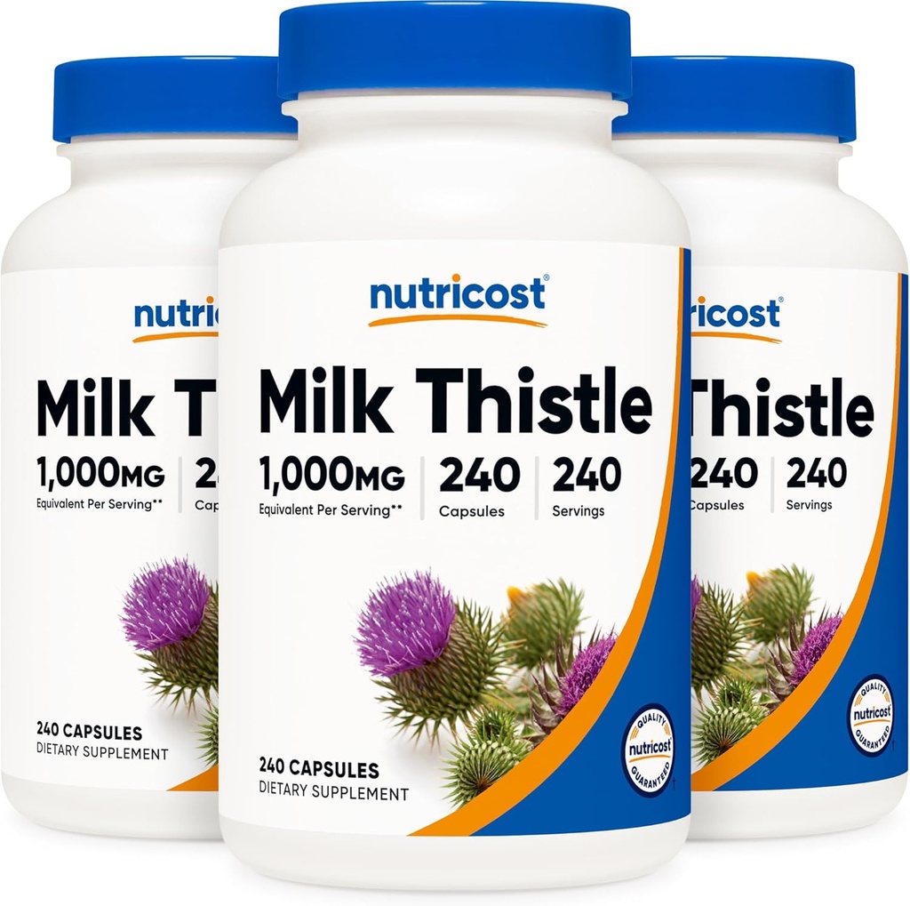 Nutricost Milk Thistle 1,000mg Equivalent, 240 Capsules (3 Pack) - 250mg of 4:1 Extract - Vegan, Non-GMO and Gluten Free 2