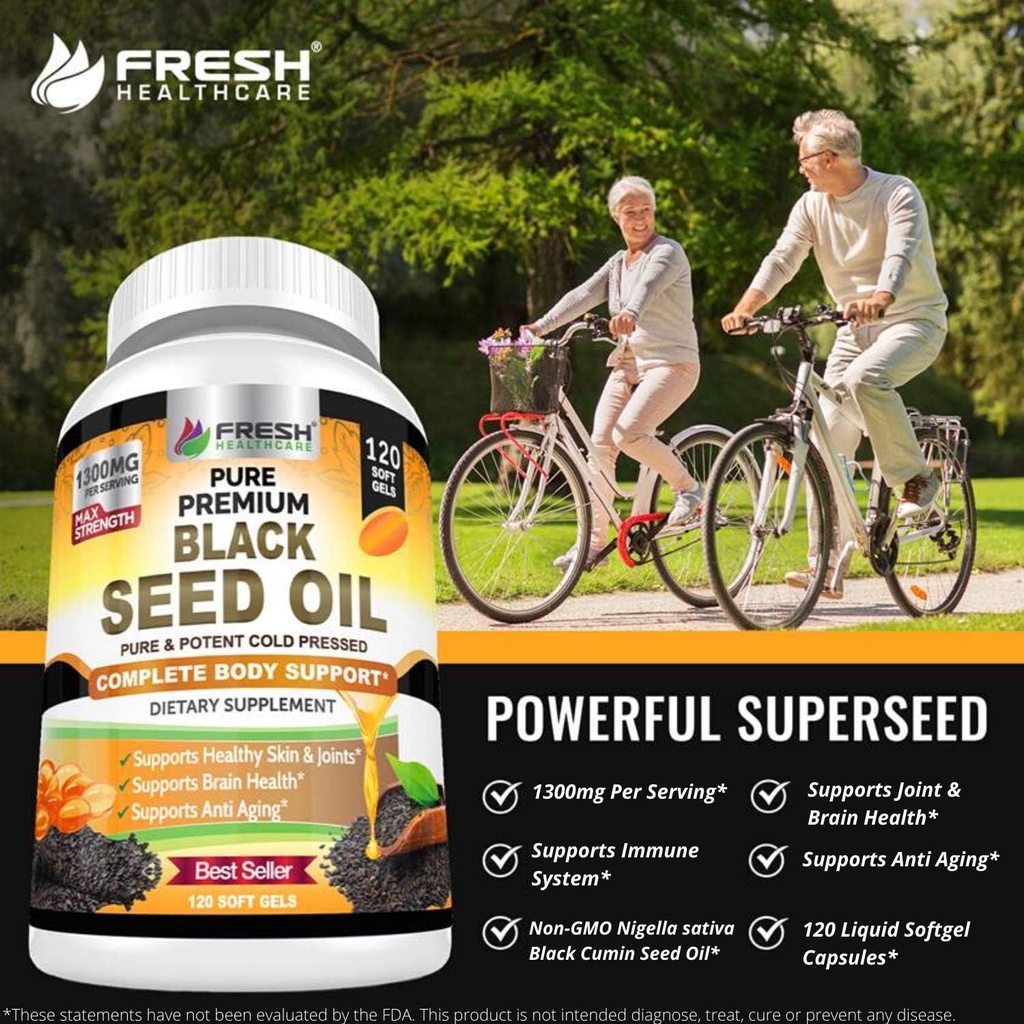 FRESH HEALTHCARE Ashwagandha KSM 66 and Black Seed Oil - Bundle 5