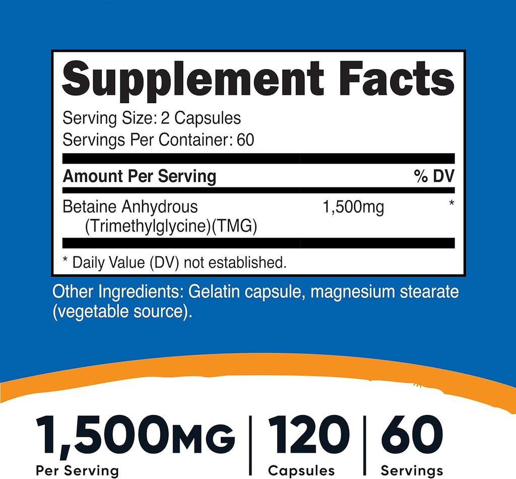 Nutricost Betaine Anhydrous Caps 1500mg, 60 Servings Per Bottle (2 Bottles) 3