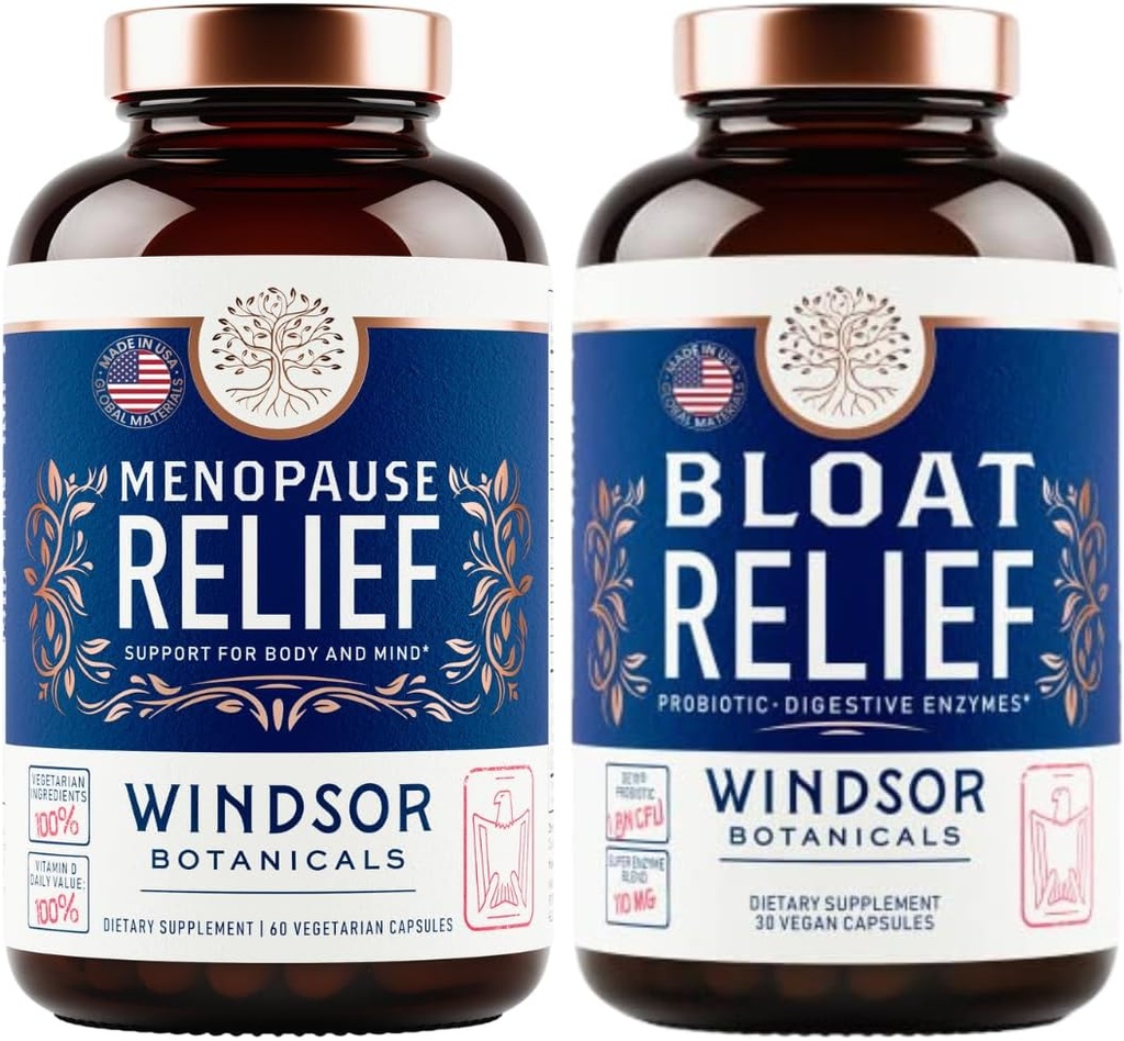 WINDSOR BOTANICALS Menopause Supplements and Bloat Relief Probiotic - Female Helath Bundle 2