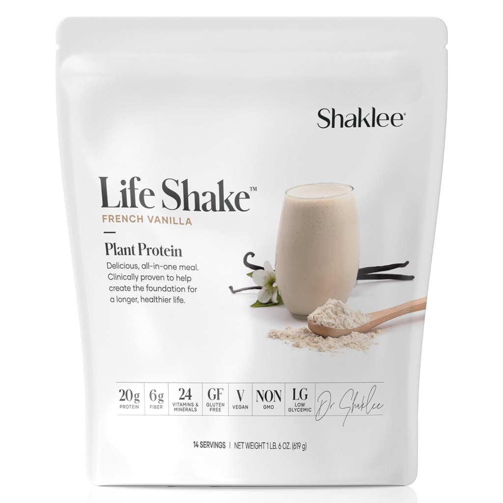 Shaklee Life Shake™ Plant Protein French Vanilla - Complete Meal Replacement with 20g Protein, 6g Fiber, 24 Vitamins & Minerals - Supports Satiety & Healthy Weight - Non-GMO - 14 Servings 2