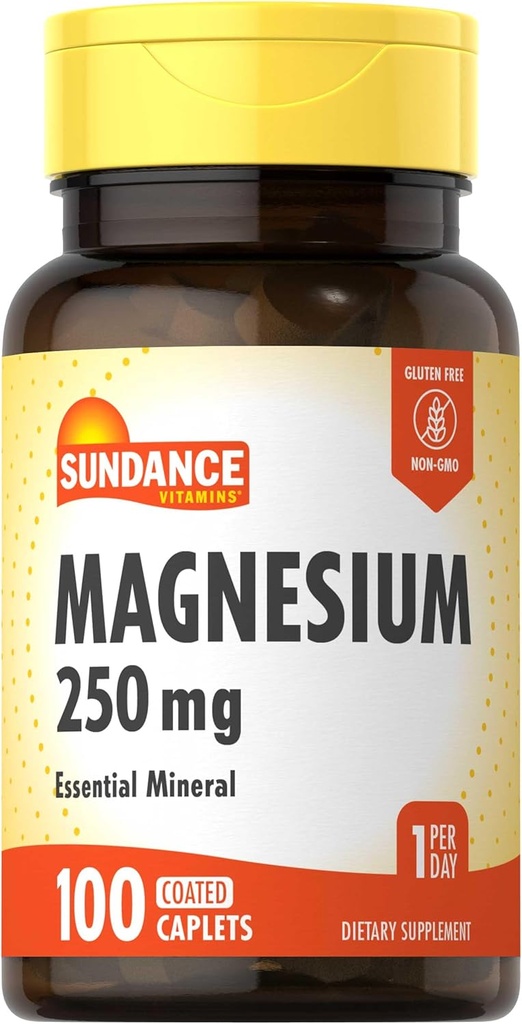 Sundance Magnesium Supplement | 250mg | 100 Caplets | Essential Mineral Formula | Vegetarian, Non-GMO, & Gluten Free 2