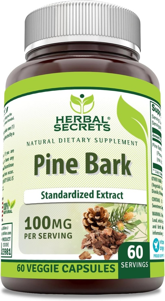 Herbal Secrets Pine Bark Extract Supplement | 100 Mg Per Serving | 60 Veggie Capsules | Non-GMO | Gluten-Free | Made in USA 2