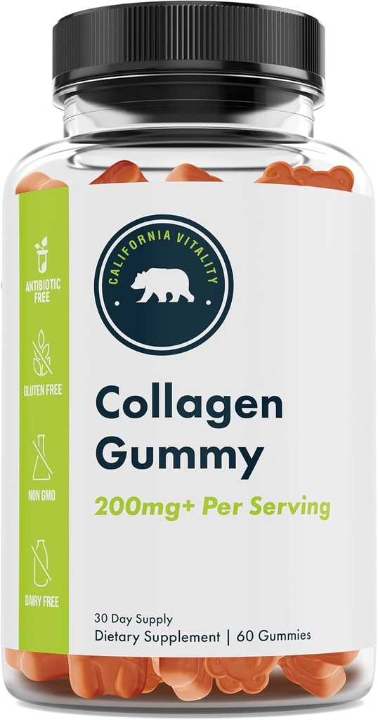 Collagen Gummy 200mg+ with Vitamin C, Vitamin E, Biotin, and Zinc – Overall Support – Gluten-Free, Non-GMO, Dairy-Free – 60 Gummies – 30 Day Supply - Made in The USA 2