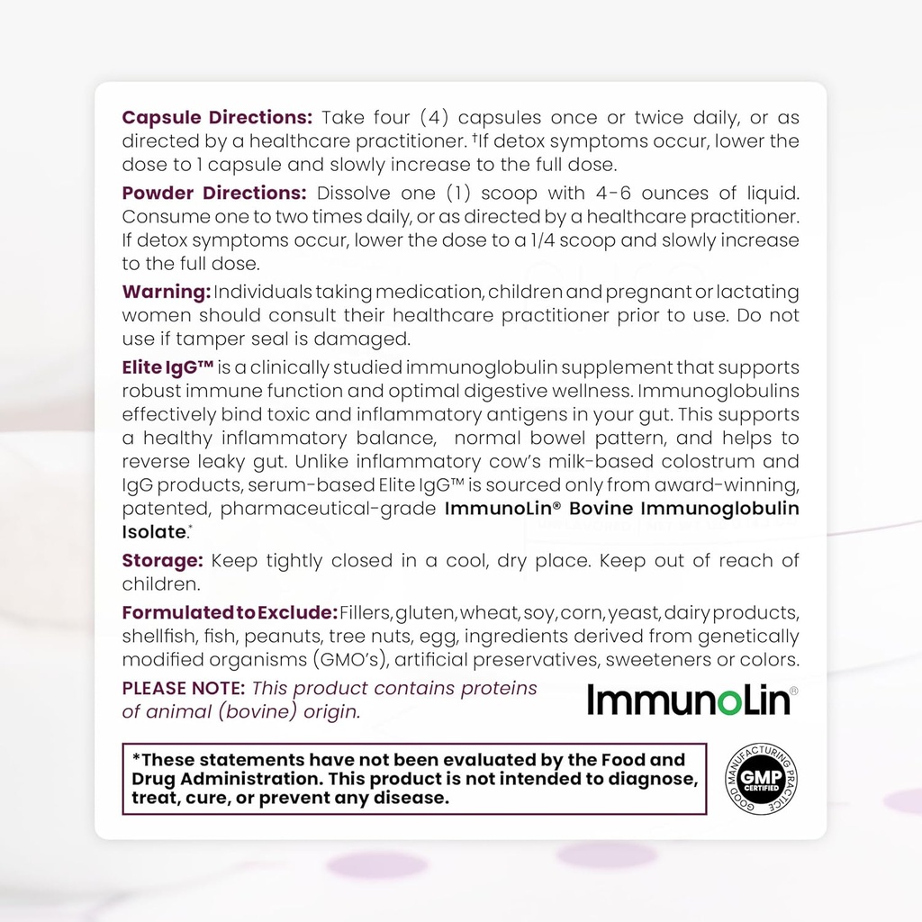 Pure Therapro Rx Elite IgG Immunoglobulin Supplement Powder, 60 Servings, 1100 mg IgG, IGA & IgM Serum Derived Immunoglobulins, Unflavored, Gluten, Dairy & GMO Free Colostrum Supplement Alternative 4