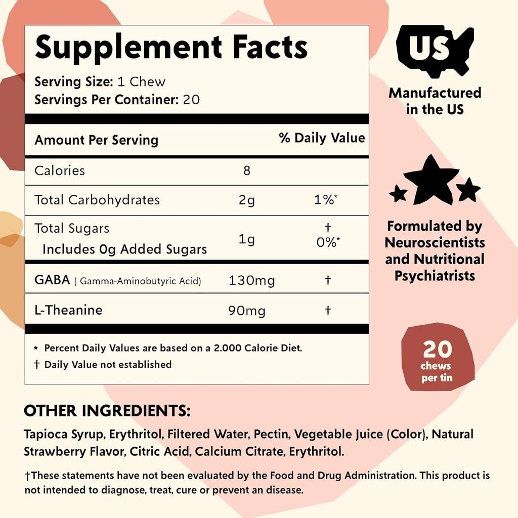 PYM Berry Mood Chews Support for Stress, Worry & Overwhelm, 120 Count | 130mg GABA, 90mg L-Theanine | Vegan, Non-GMO, Gluten-Free, No Added Sugar | All-Natural Mood Balance Supplement Made in USA 3