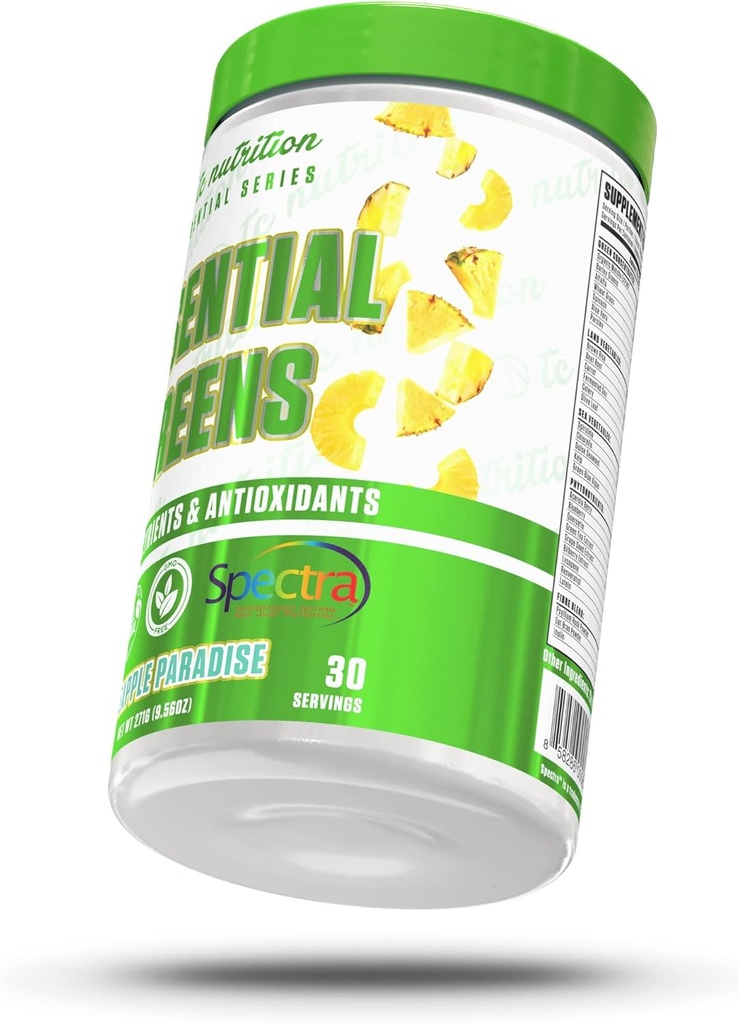 Essential Greens Powder | Optimize Health | Spectra, Organic Matcha, Spirulina, More | Probiotics & Digestion Support, Antioxidants | Stevia Sweetened, Pineapple Paradise, 30 Serv, Non-GMO, Vegan 3