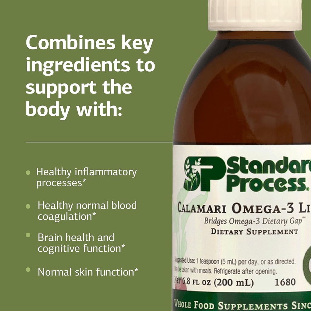 Standard Process Calamari Omega-3 Liquid - Supplement for Heart & Brain Health Support - Aids Skin Health - Gluten-Free, Non-Dairy & Non-Grain - 6.8 oz 5