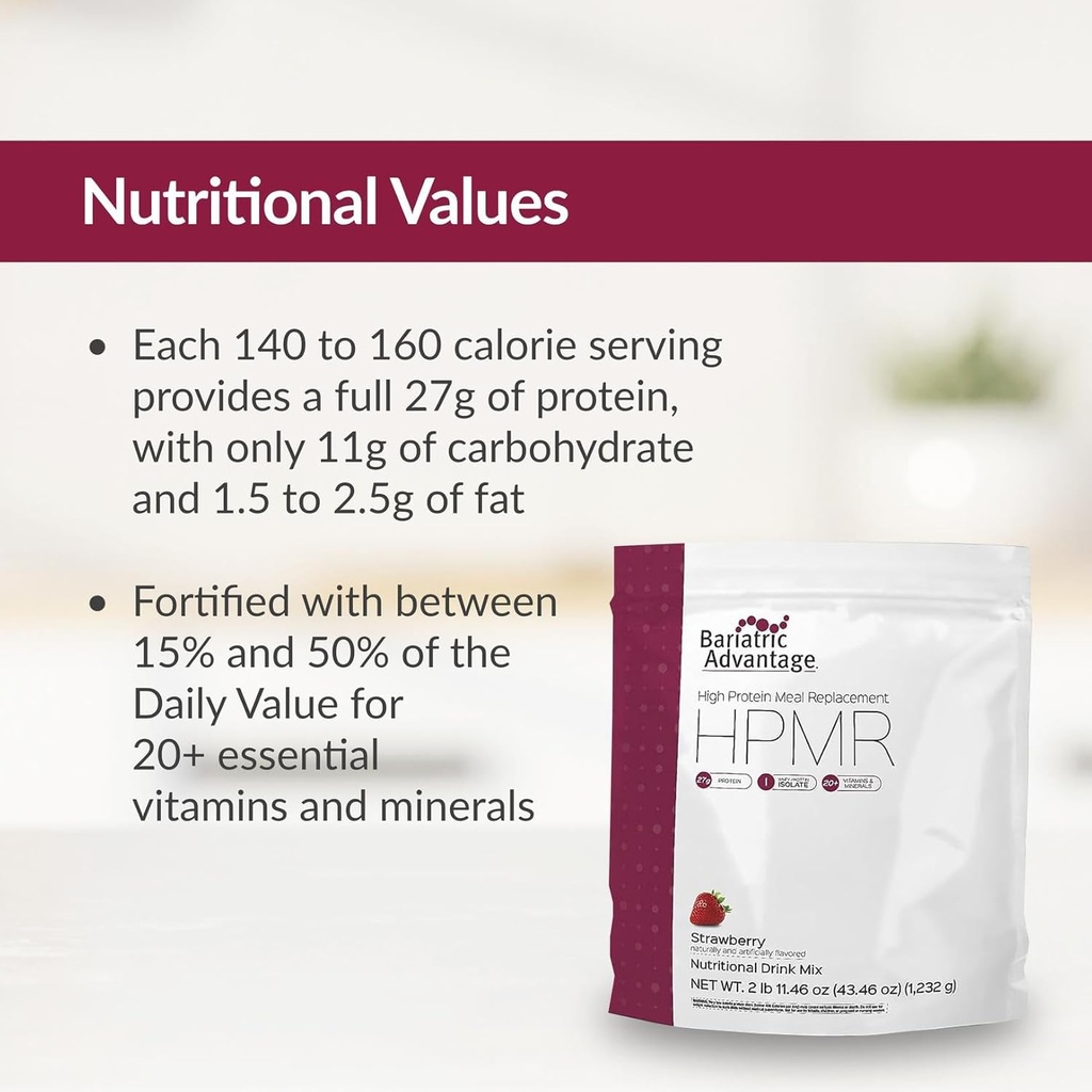 Bariatric Advantage High Protein Meal Replacement Drink Mix, Protein Powder Whey Isolate for Gastric Bypass and Sleeve Gastrectomy Patients, 27g Protein, Lactose Free - Strawberry - 28 Servings 6