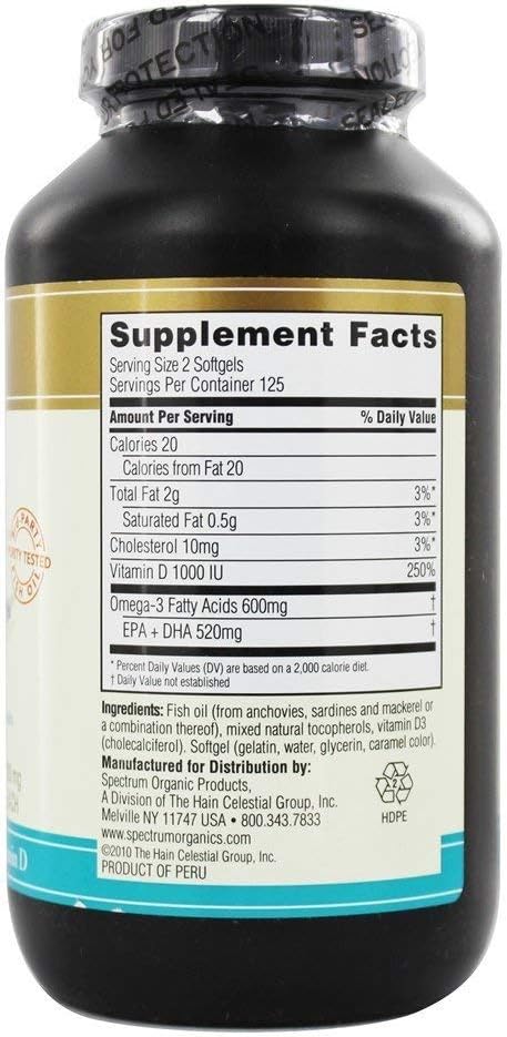 Spectrum Essentials Softgels, Fish Oil with Vitamin D, 1000 mg, 250 Count 4