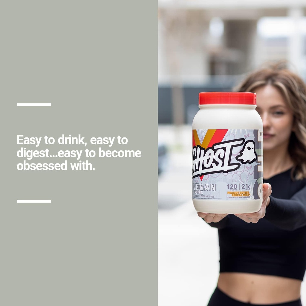 GHOST VEGAN Protein Powder, Peanut Butter Cereal Milk - 2lb, 20g of Protein - Plant-Based Pea & Organic Pumpkin Protein - ­Post Workout & Nutrition Shakes, Smoothies, & Baking - Soy & Gluten-Free 6
