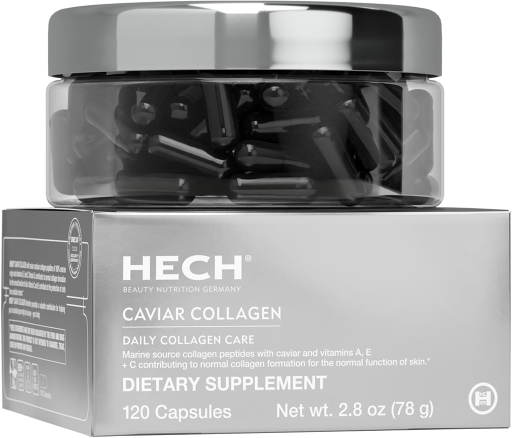 Caviar Collagen Capsules - Beauty Supplement with 2,000 mg Marine Collagen Peptides, Caviar Extract and Vitamin Complex 2
