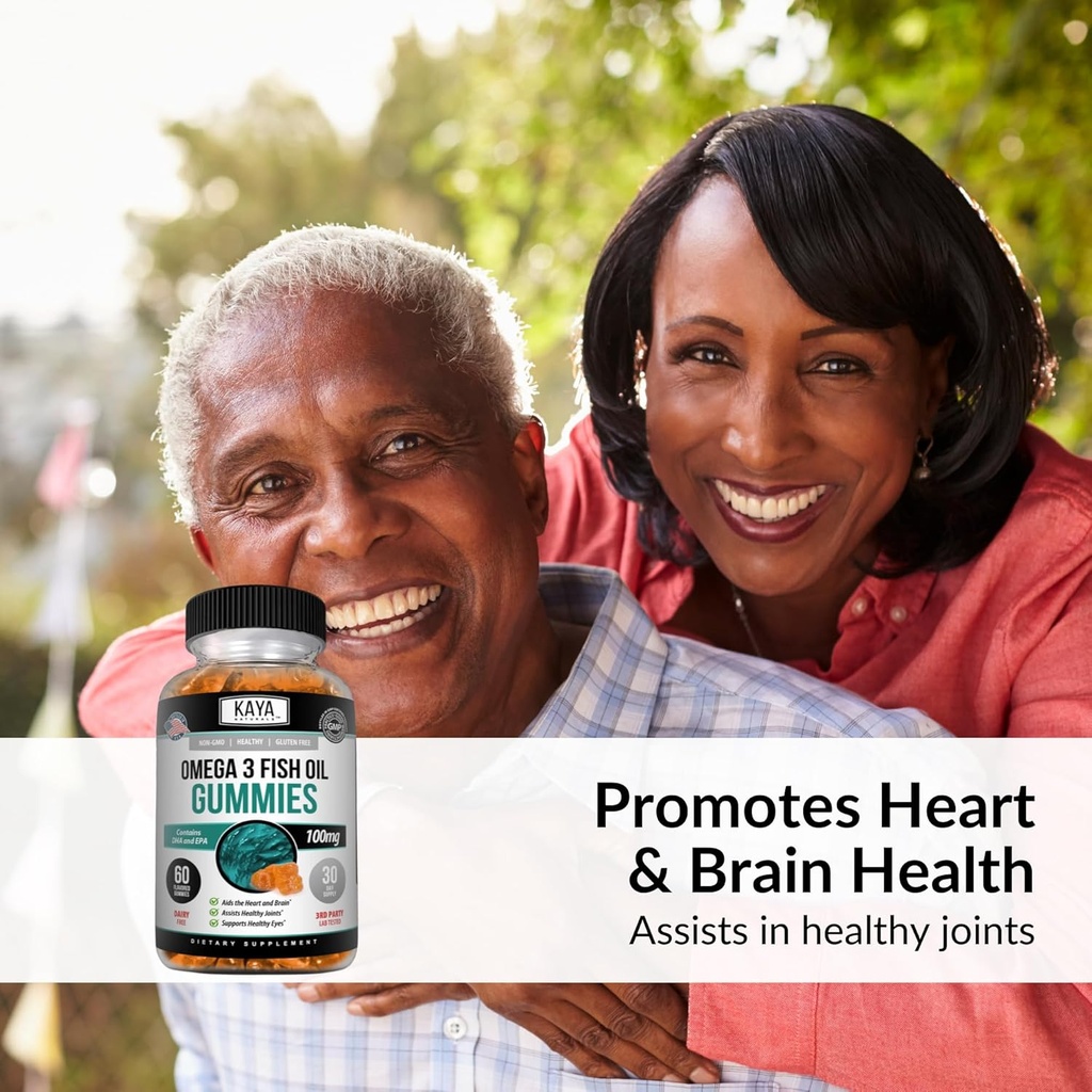 Kaya Naturals Omega 3 Fish Oil Gummies -Fish Oil Supplement with EPA & DHA Fatty Acids - Helps Support Brain, Eye, Heart Health & Immune Support - Non-GMO - 60 Count 4