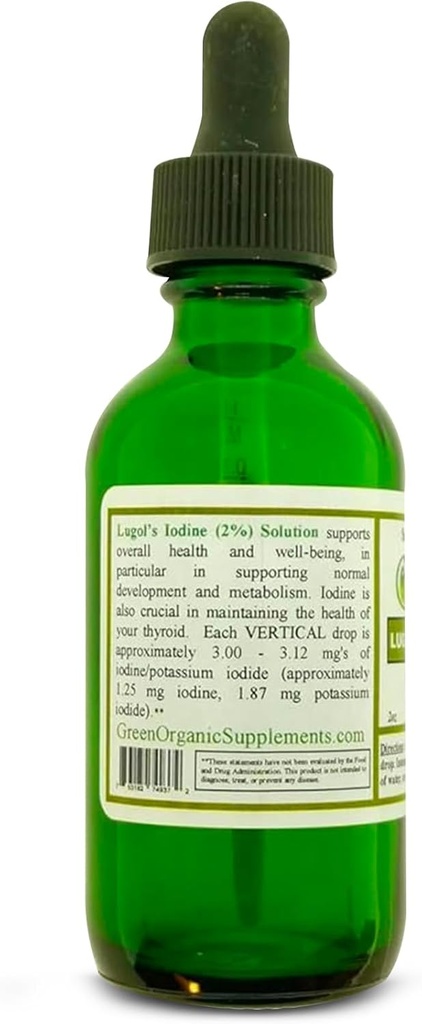 Green Organic Supplements Lugol’s Iodine Solution 2%, 2oz (Pack of 1) 3