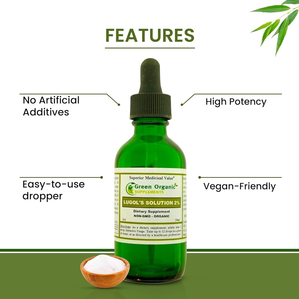 Green Organic Supplements Lugol’s Iodine Solution 2%, 2oz (Pack of 1) 5