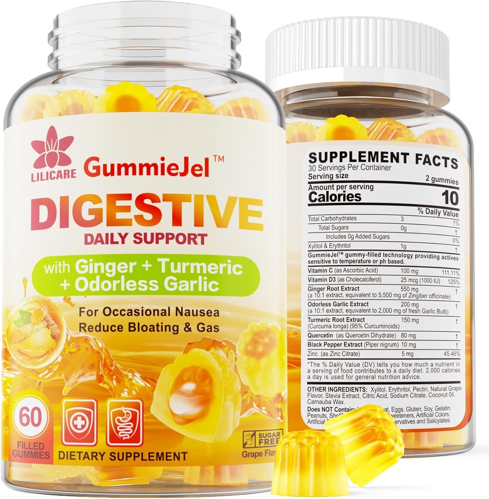 Bundle Ginger Chews Supplement Gummies for Nausea, Stomach Relief & Liver Cleanse Detox & Repair Gummies with Milk Thistle 3