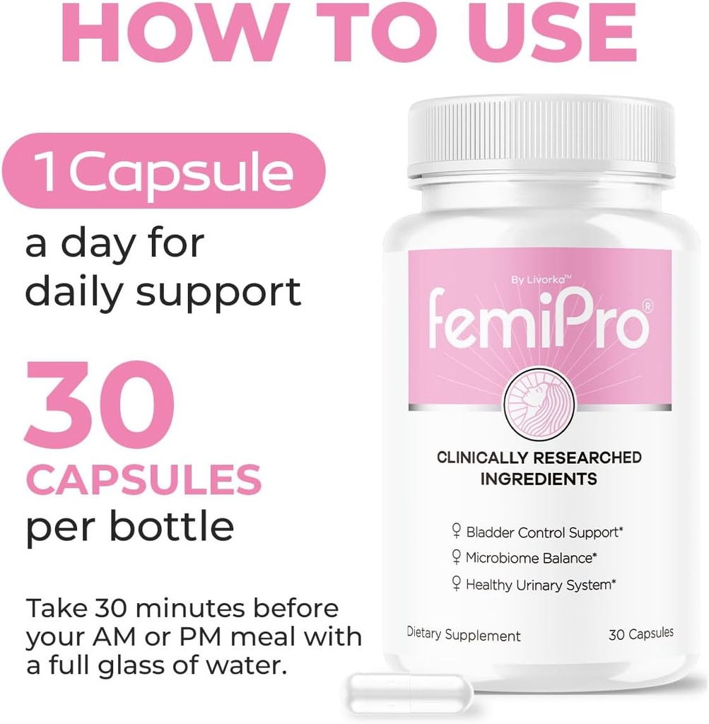 LIVORKA FemiPro Bladder Control Pills - Original FemiPro Capsules, Femi Pro Bladder Control Support Supplement, Probitic FemiPro Pills for Overall Health and Wellness Reviews, 30 Capsules for 1 Month 4