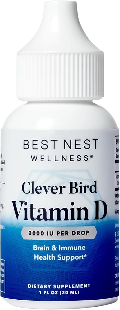 Best Nest Wellness Vitamin D Drops- Liquid Vitamin D3 Supplement, Vitamin D3 Liquid Drops for Adults & Kids, Non-GMO VIT D Drops, Vitamin D Liquid Drops, 2000 IU per Serving (One Drop) 1oz 2