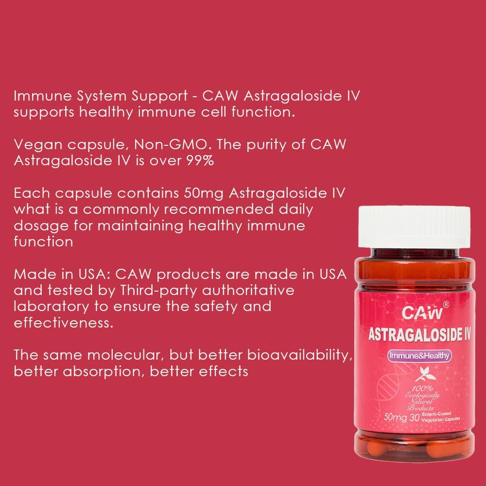 CAW Astragaloside IV Immune Support | Max Absorption Anti-Aging Supplement | 50mg 30 Enteric-Coated Vegetarian Capsules 6