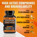 Ceylon Cinnamon Capsules with Berberine, Apple Cider Vinegar, Turmeric Curcumin, Ginseng, Zinc, Milk Thistle, Bitter Melon, Fenugreek & More 6