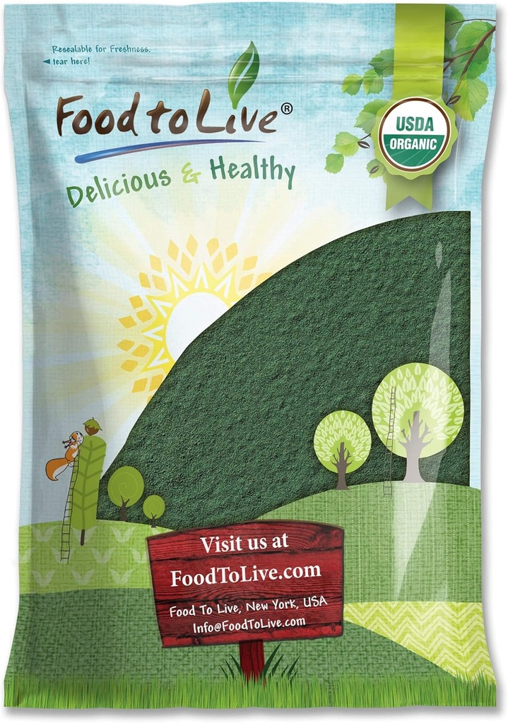 Food to Live Organic Chlorella Powder, 8 Pounds — Non-GMO, Kosher, Raw Green Algae, Vegan Superfood, Bulk, Pure Vegan Green Protein, Rich in Vitamins and Minerals, Great for Drinks, Broken Cell Wall 2