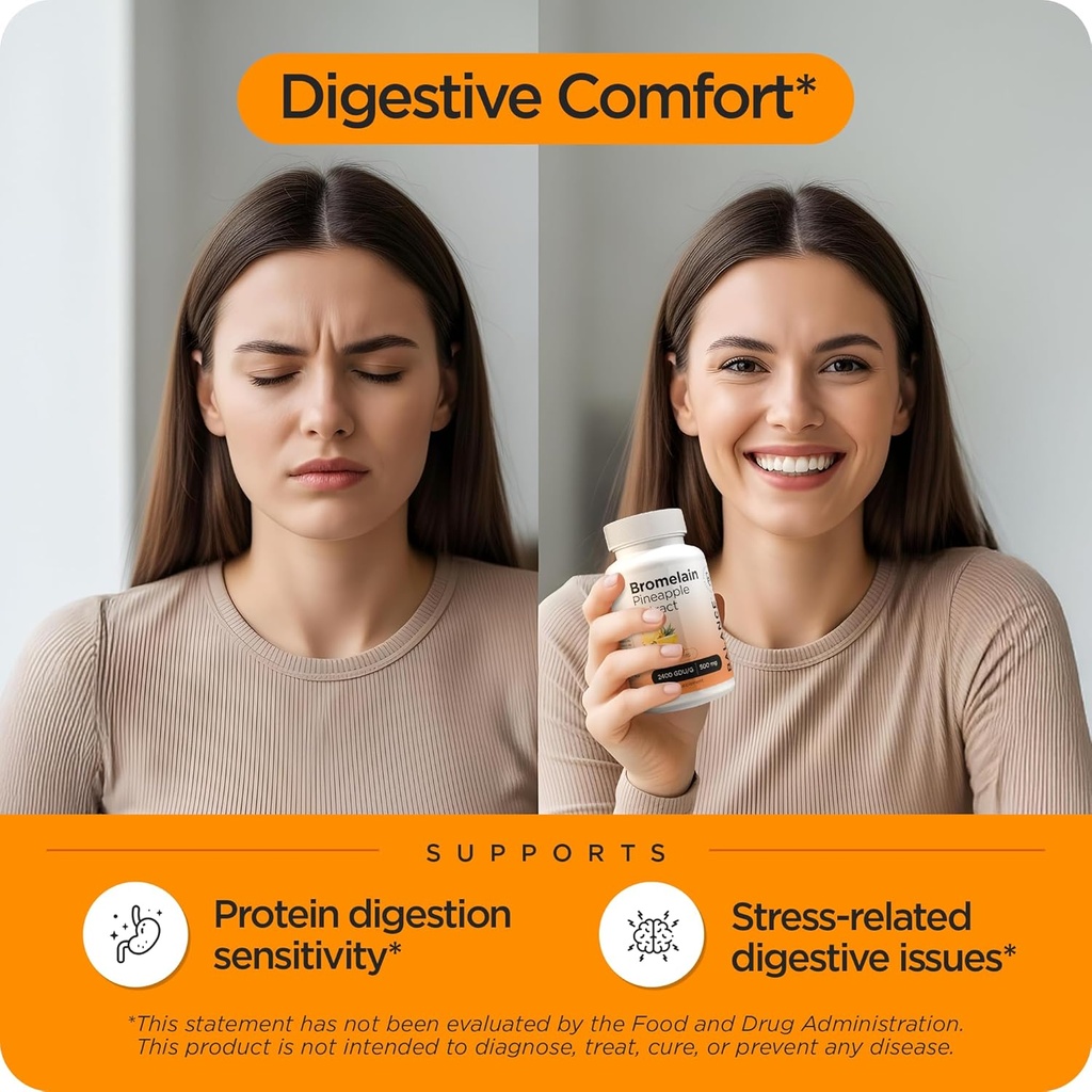 Balancebreens Bromelain 500mg Capsules – 2400 GDU Pineapple Extract Supplement for Joint Support, Natural Swelling Support, and Healthy Digestion – 180 Organic Capsules Made in USA 3
