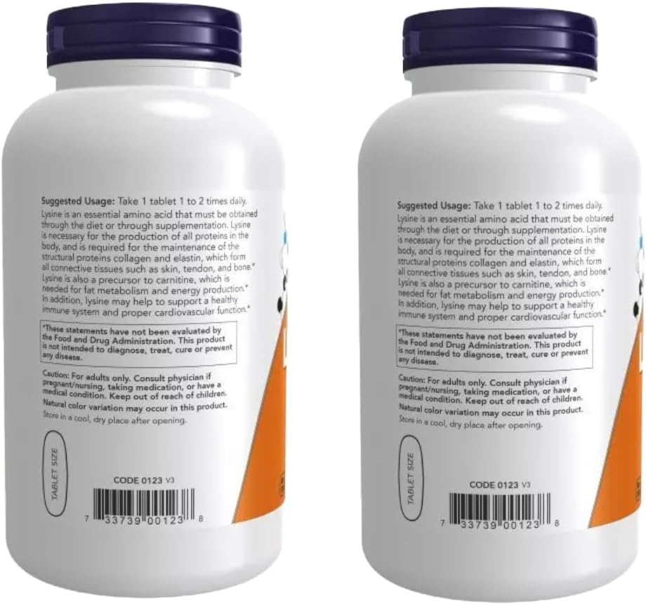NOW Foods Supplements, L-Lysine (L-Lysine Hydrochloride) 1,000 mg | Double Strength, Amino Acid | 250 Tablets - Pack of 2 with Pill Organizer 4
