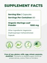 PURA VIDA MORINGA Capsules Single Origin Moringa Powder Organic. Pure Moringa Leaf. Energy, Metabolism, & Immune Support. 120ct. 500mg Caps. 5