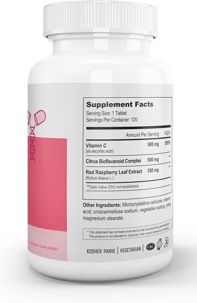 Nutri Suprme Ultra C-Bio Plus, Female Support Formula with Red Raspberry, Vitamin C, and Bioflavonoids , 120 Tablets, Vegetarian, Kosher 3